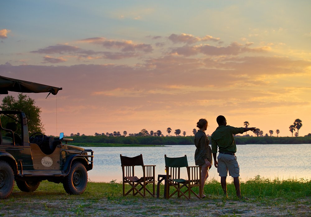 Sundowner at the Rufiji River in Nyerere National Park